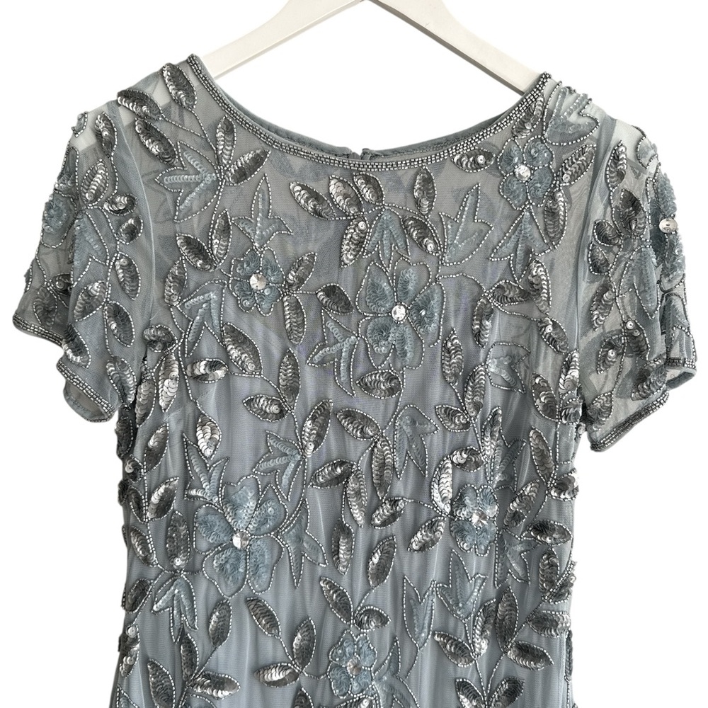 Adrianna Papell Embellished Maxi Dress, EUC, Size 12, Color-Light Blue w/ Silver - Picture 3 of 8